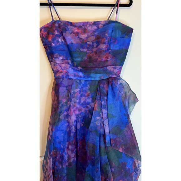 NWT Theia Dorian Strapless Floral Print Organza Gown Size 10 $945 [jb] - Picture 13 of 15